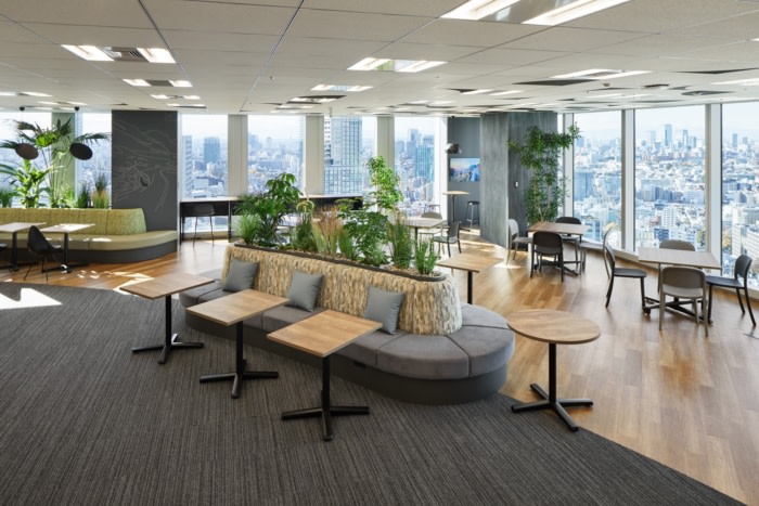 Modern office breakout area with natural light